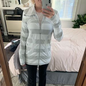 Lululemon Stride Jacket Gray and White Stripe